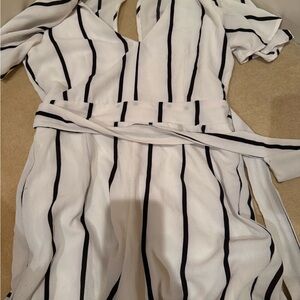 Crystal Doll Black and White Striped romper shorts